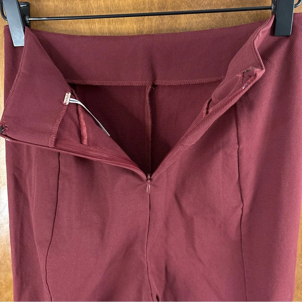 Free People Real Deal High Rise Slit Flare Pants Burgundy 70s Hippie Disco Boho